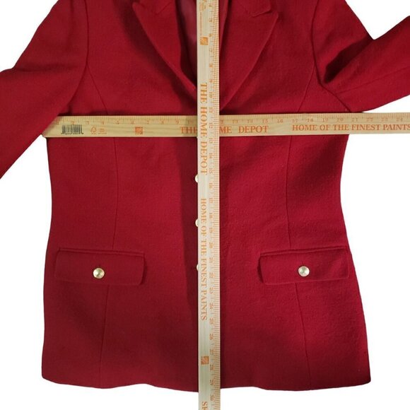 Vintage Y2K Talbots Red Berkshire Wool Coat Gold Button & Pockets Womens Size 14 - Picture 3 of 4